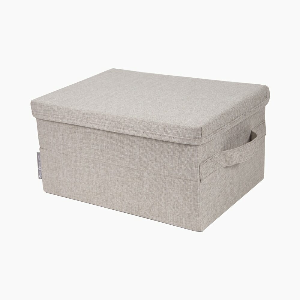 Stofkasse med låg (3 størrelser) Beige Tekstil 35cm x 26cm x 19cm - Beige - 35cm x 26cm x 19cm - Carrie