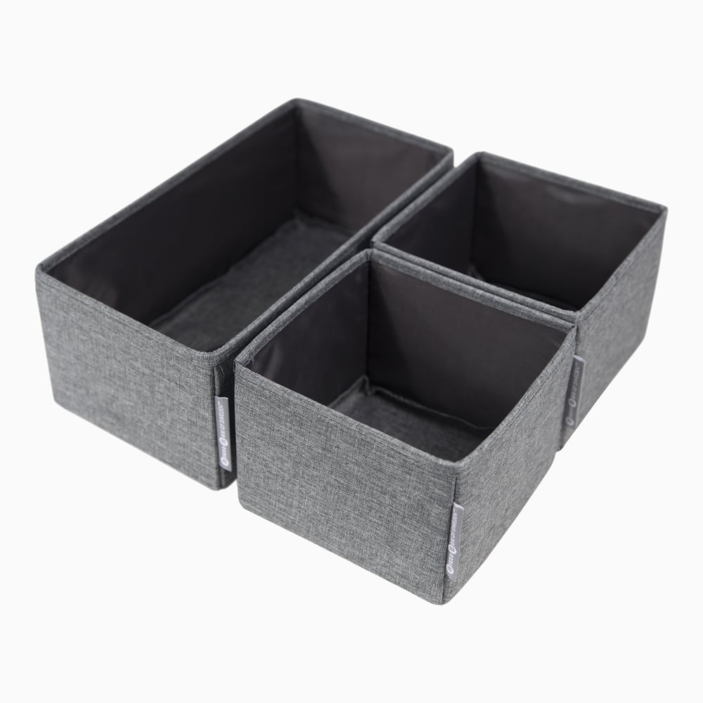Skuffeinddeler (sæt med 3 stk.) - Grå - 29cm x 29cm x 11cm - Carrie