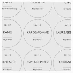 Rosalia - Runde etiketter til krydderiglas (2 varianter)