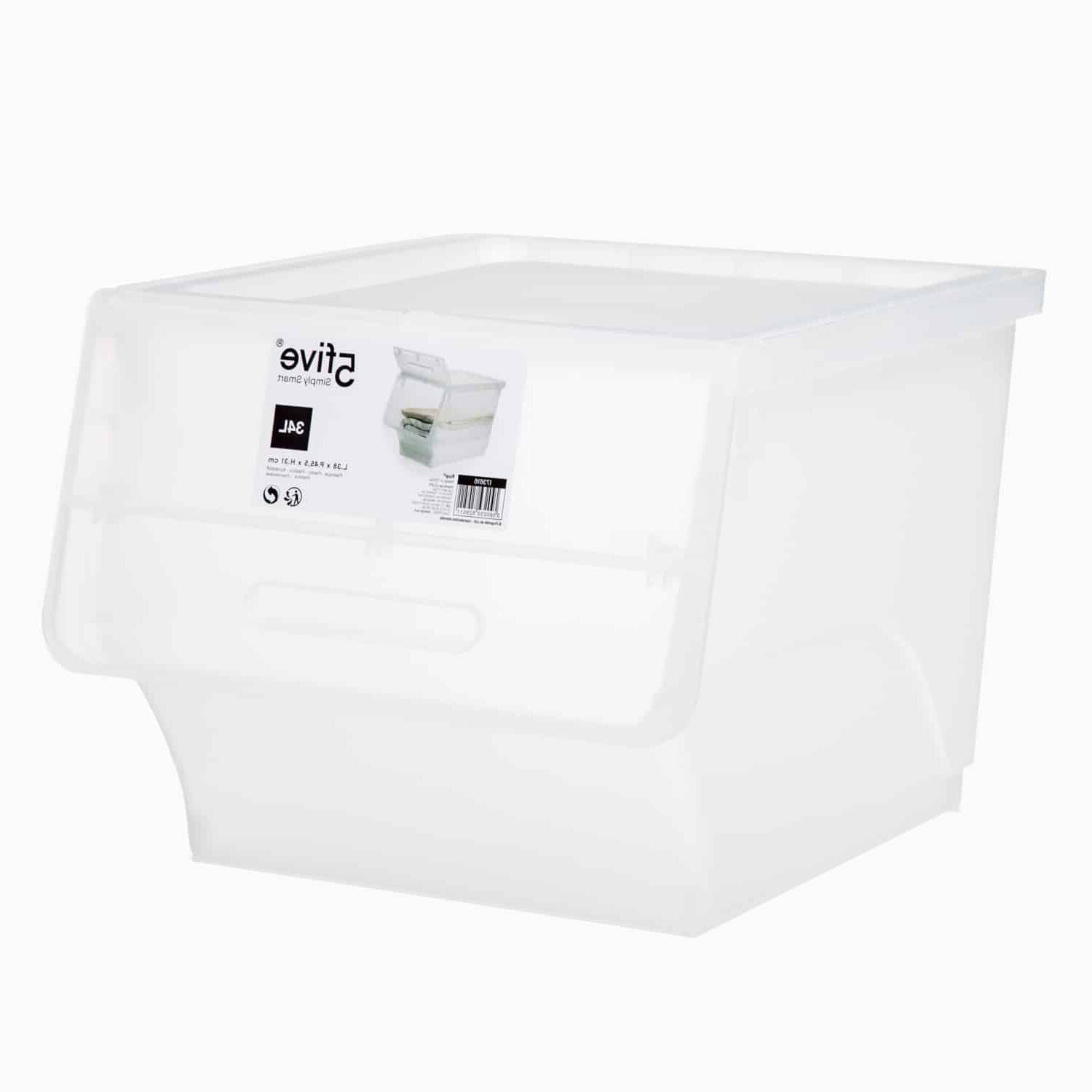 Kasser med låg til opbevaring – Hvid – 38cm x 45,5cm x 31cm – Liva