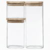 Flora - Opbevaringsglas med låg i heveatræ (sæt med 3 eller 4 stk.)