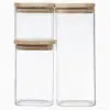 Flora - Opbevaringsglas med låg i heveatræ (sæt med 3 eller 4 stk.)