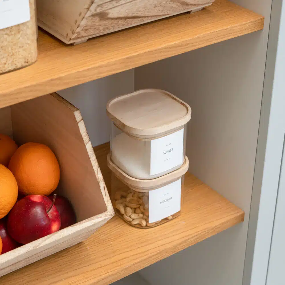 Flora – Opbevaringsglas med låg i heveatræ (sæt med 3 eller 4 stk.)
