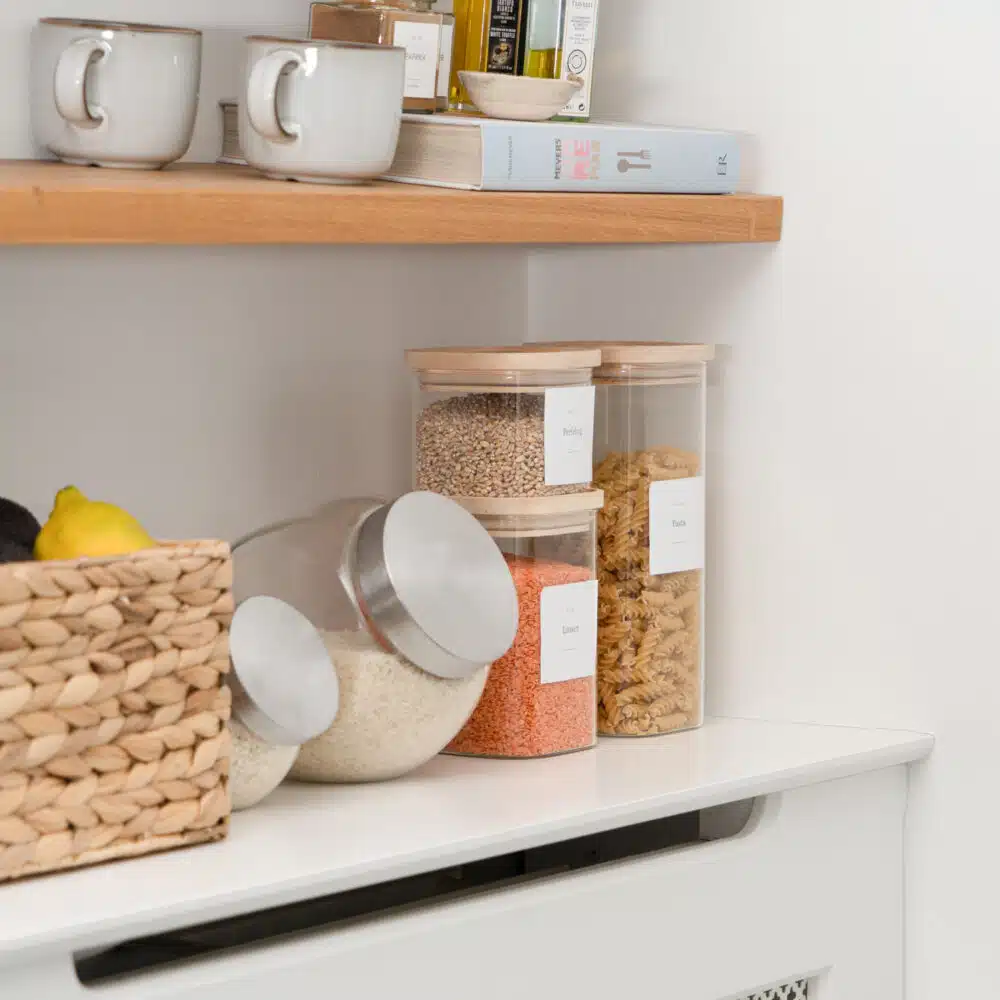 Flora – Opbevaringsglas med låg i heveatræ (sæt med 3 eller 4 stk.)