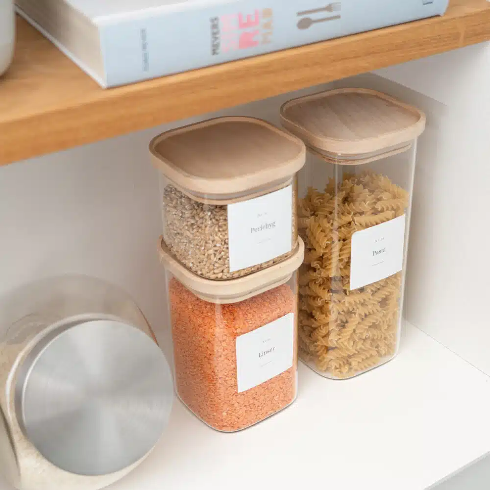 Flora – Opbevaringsglas med låg i heveatræ (sæt med 3 eller 4 stk.)