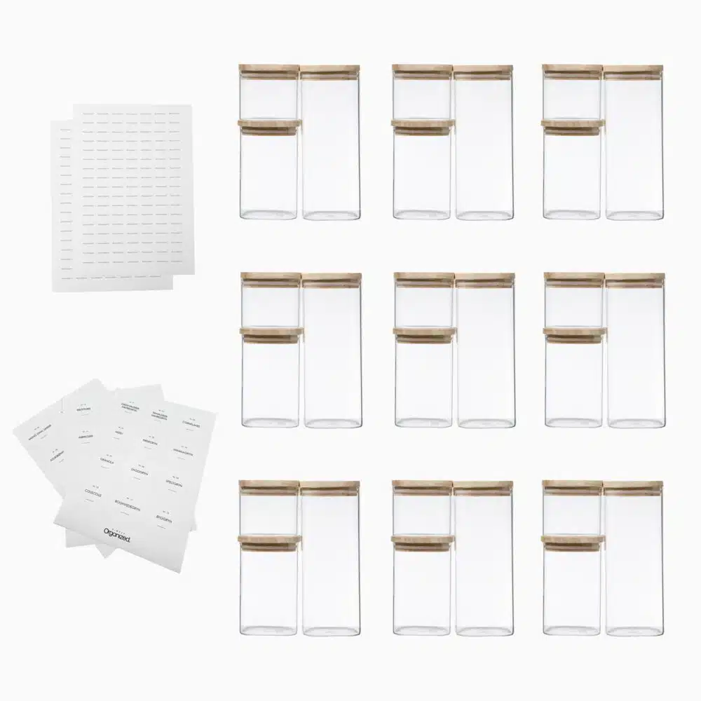 Startpakke med de skønne Flora opbevaringsglas (inkl. labels)