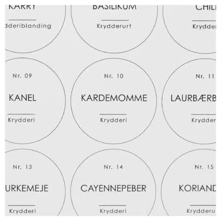 Rosalia – Runde etiketter til krydderiglas (2 varianter)