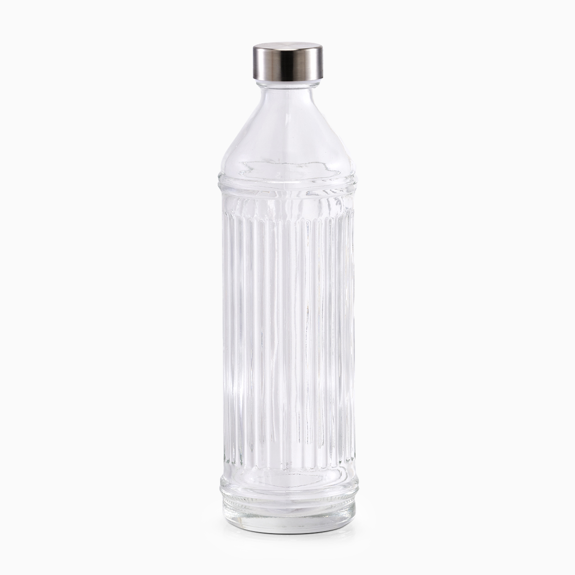 Riflet vandflaske i glas (970 ml) – Transparent – 8,5cm x 8,5cm x 30cm – Lotte