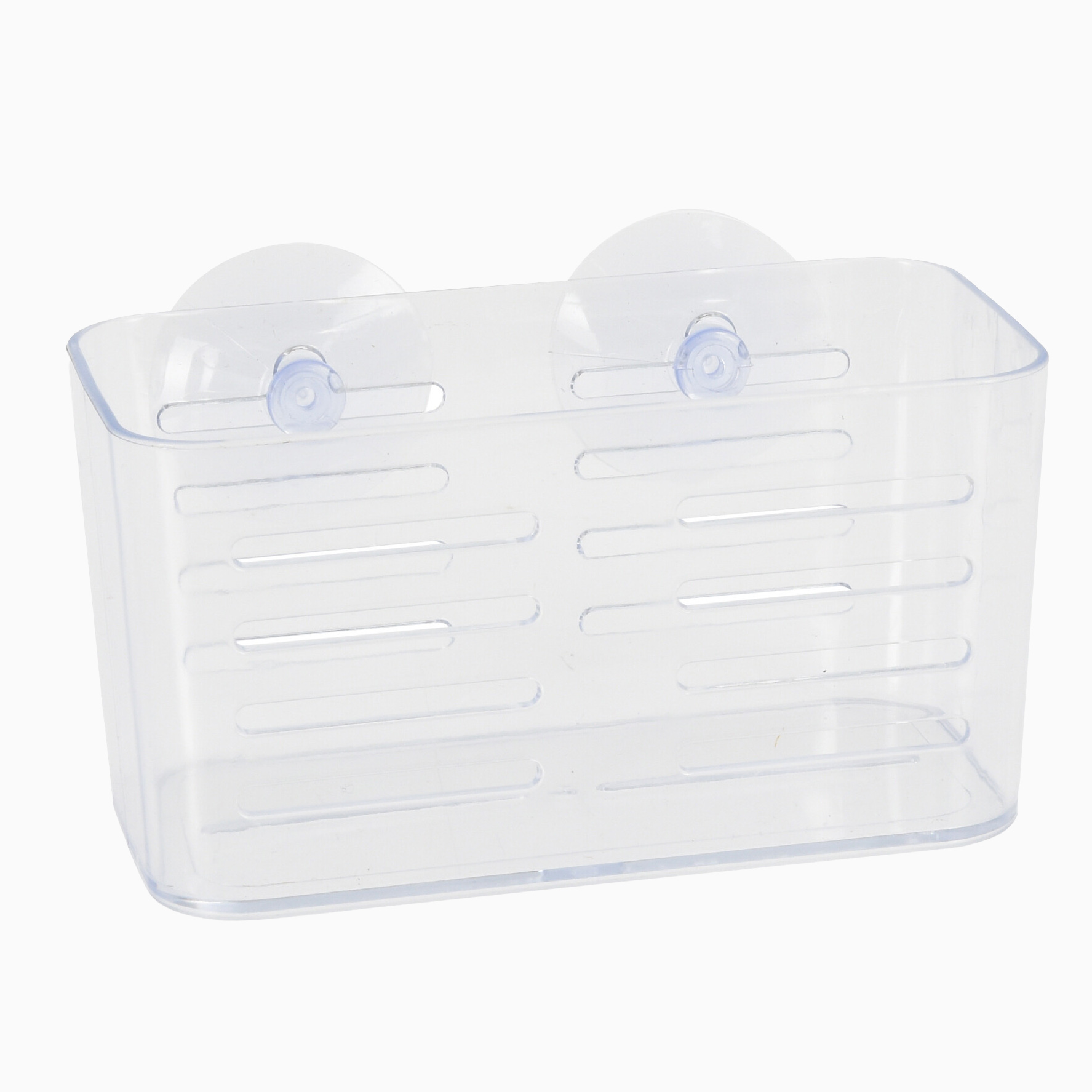 Opbevaringskurv med sugekop (3 størrelser) – Transparent – 16cm x 9cm x 14,5cm – Irma